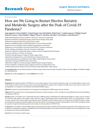 How are We Going to Restart Elective Bariatric and Metabolic Surgery after the Peak of Covid-19 Pandemic?